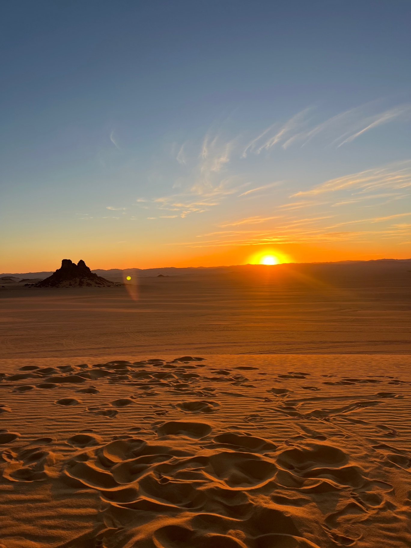 Coucher de soleil sur les dunes du Sahara